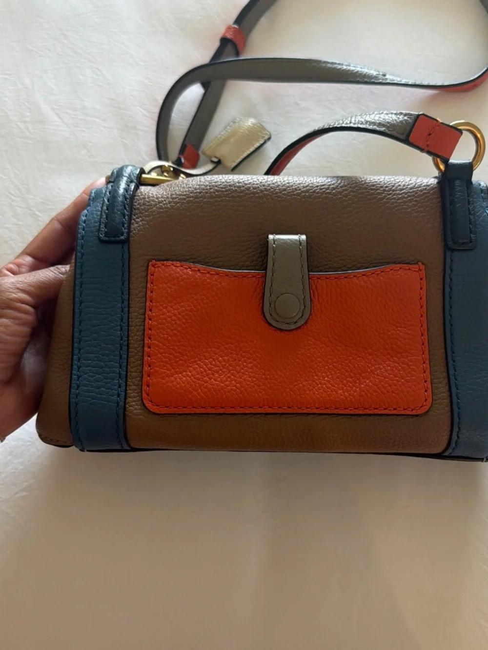 Marc Jacobs Multi-Color Leather Shoulder Bag - Brown, Blue & Orange